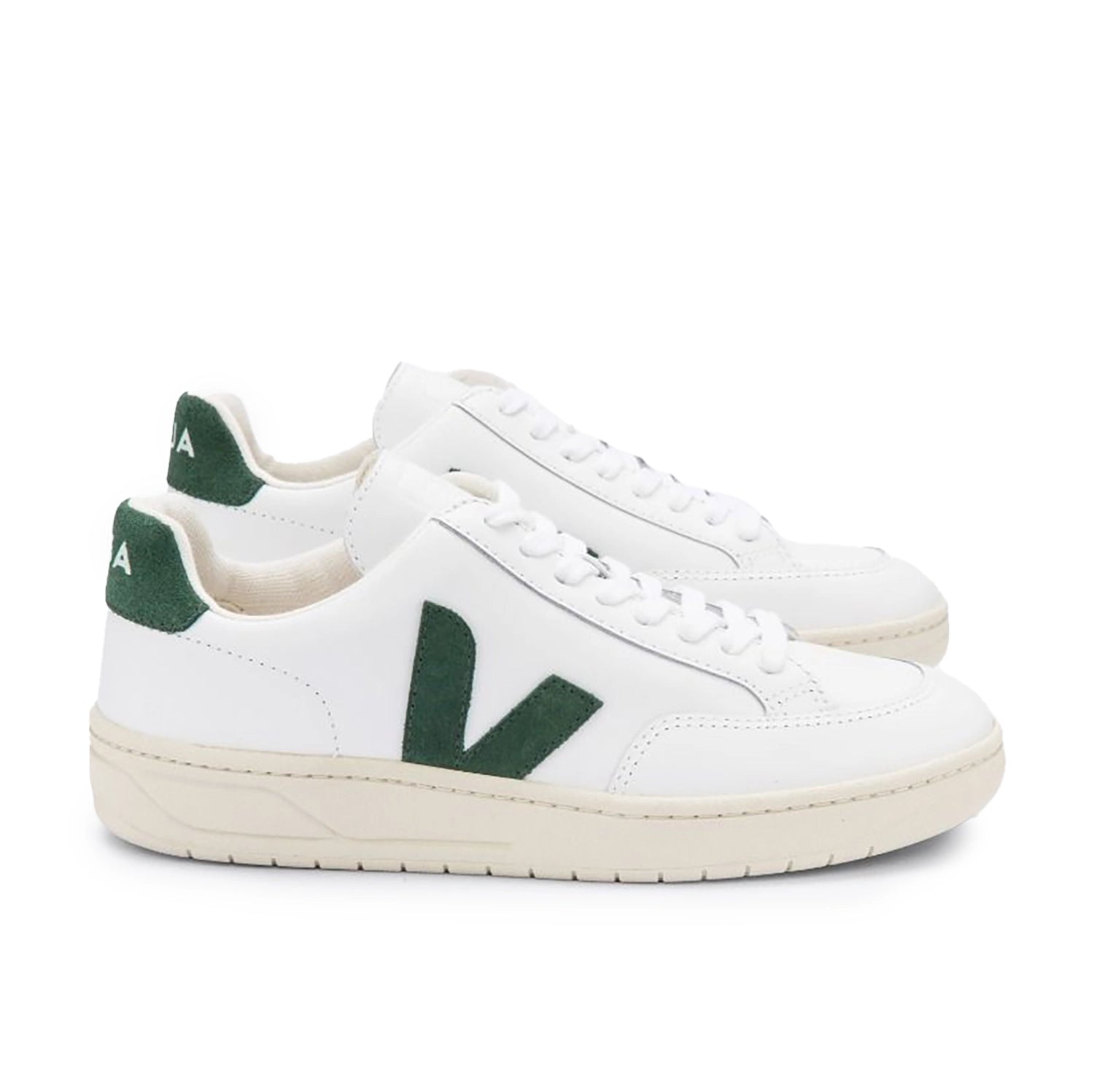 V-12 Leather Trainer - Extra White/cyprus