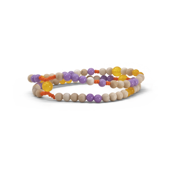 Violet Yellow & Cream Double Layer Beaded Bracelet Ii