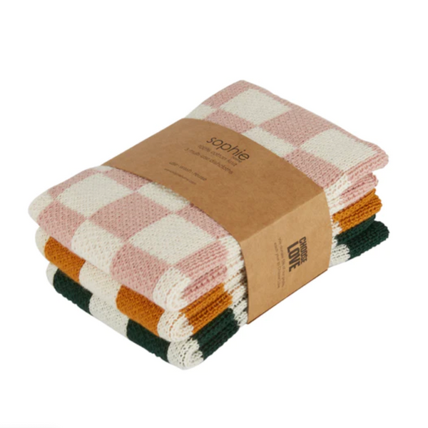 Sophie Home Reusable Pink Cotton Knit Dishcloths