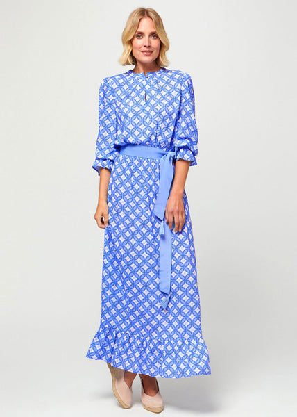 Maeve Tea Dress - Geo Cornflower Blue