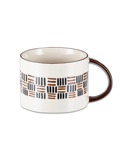 Nkuku Karissa Hand Painted Black & Brown Ceramic Mug - Stripe