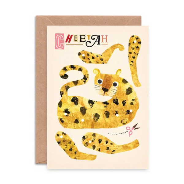 : Cheetah Pin Puppet Birthday Card