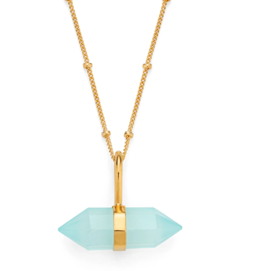 Aqua Chalcedony Mini Pendant Necklace