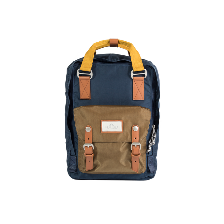 Navy and Khaki Glossy Blocking Series Macaroon Backpack