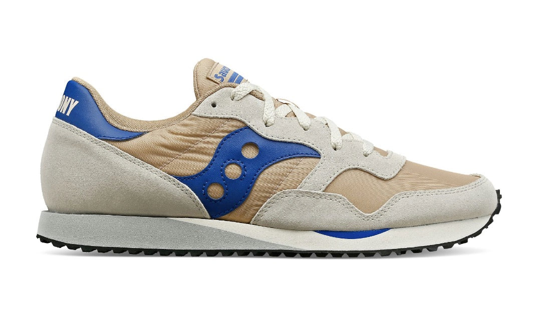 Saucony  Tan and Blue Dxn Trainer Vintage Shoes