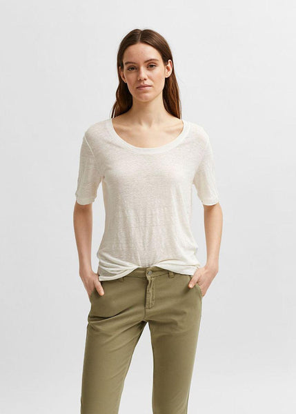 Thin Linen T-shirt - White