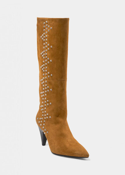 Knee High Mustard Stud Boot