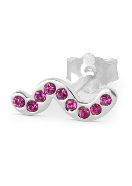 Snaky Silver Earring - Pink