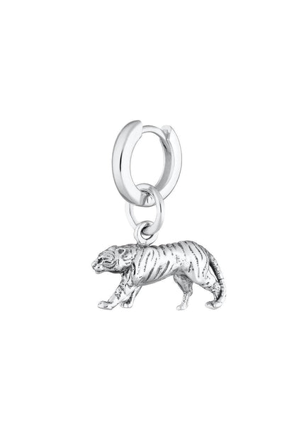 Tiger Single Huggie Earring - Silver