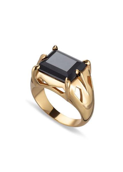 Black Mirror Claw Ring - Gold