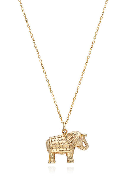 Elephant Charm Necklace - Gold