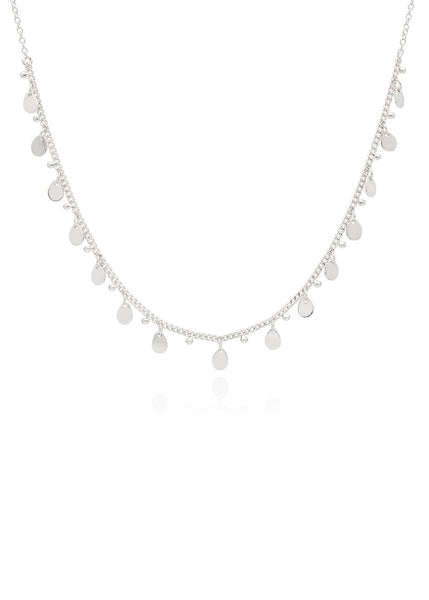 Charm Collar Choker Necklace - Silver