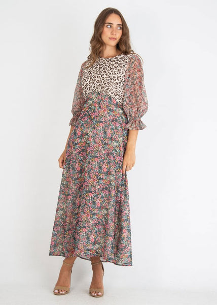 Kara Dress - Floral Leopard