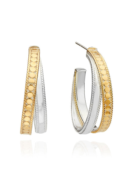 Anna Beck Mixed Metal Crossover Hoop Earrings - Gold & Silver