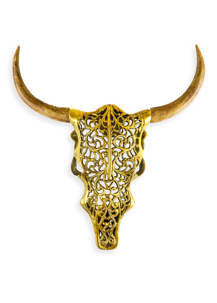 Tribal Bison Wall Head - Gold