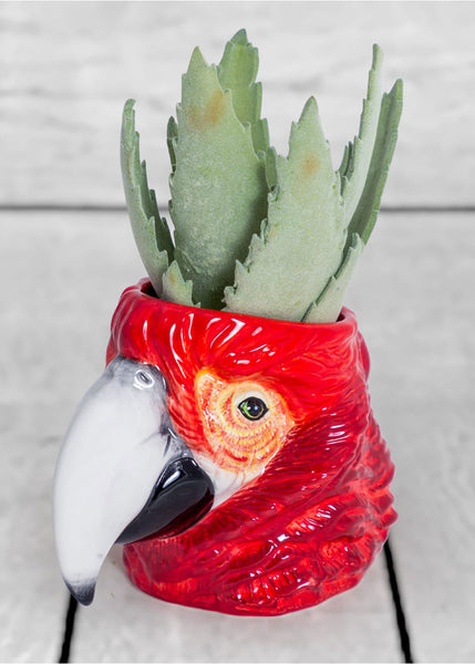 Ceramic Red Macaw Head Vase