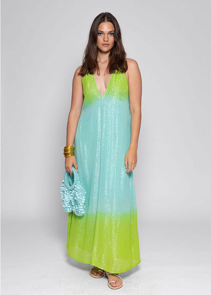 Natasha Dress - Marbella Tie & Dye Pool Lime