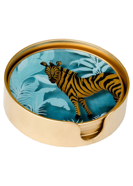 Coasters Circular Zebra Design – Set Of 4