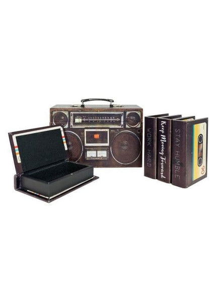 Brown Ghettoblaster With 4 Cassette Boxes