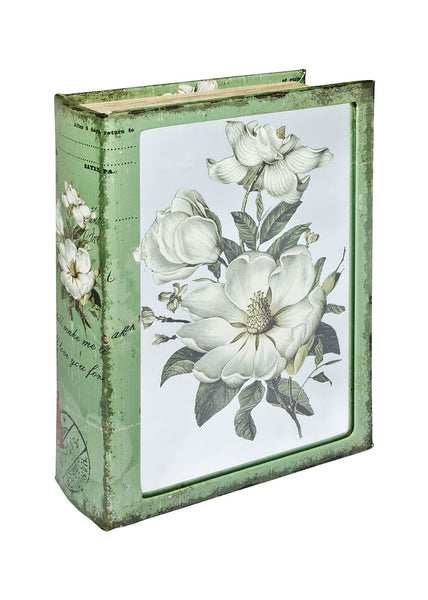 Mirrored White Flower Storage Book Box