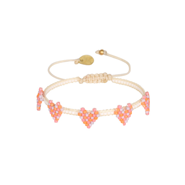 Multi Heart Bracelet Pink Lilac