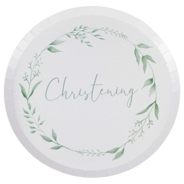 Ginger Ray Paper Plate Baptism White and Green