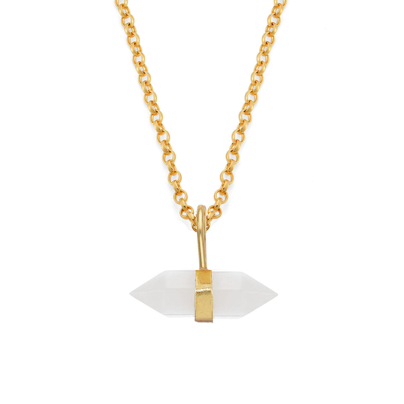 Gold Moonstone Pendant Belcher Necklace