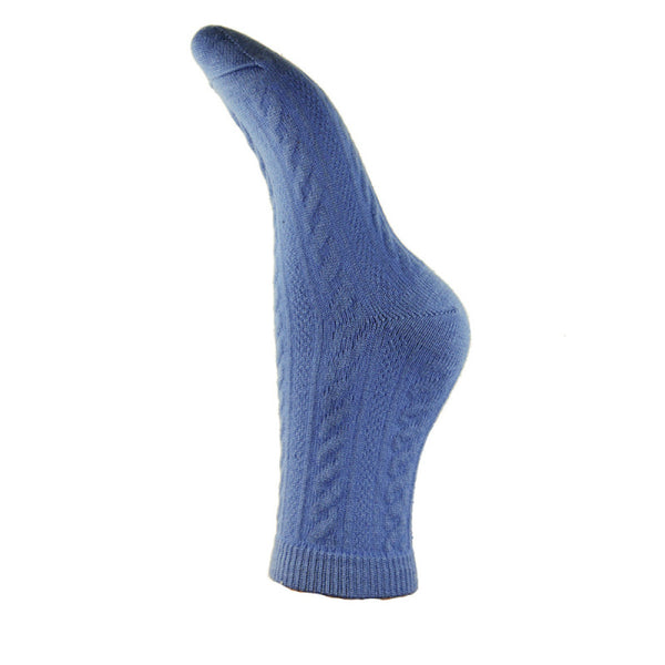 Blue Ribbed Ladies Wool Blend Socks