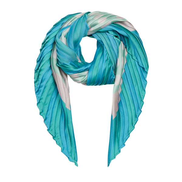 Dido Dots Pleated Scarf - Turquoise White Blue