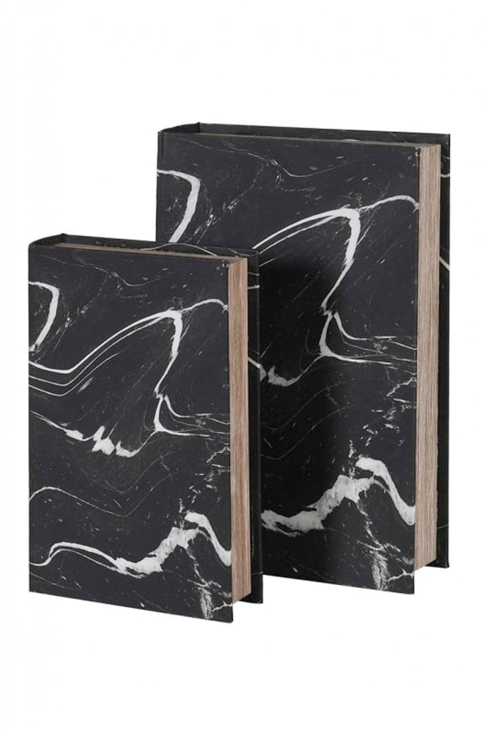 The Home Collection Set of 2 Marble Effect Book Boxes