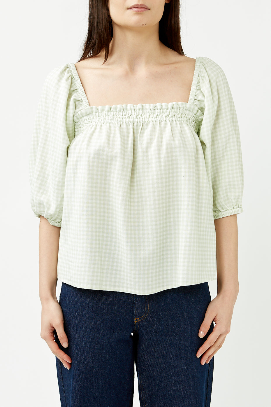 Sage Maisy Check Top