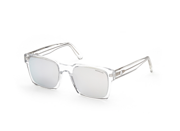 Rectangle Shiny Sunglasses Smoke Polarised Lens Clear Acetate