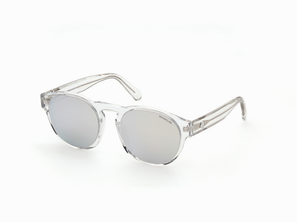 Rounded Shiny Sunglasses Smoke Polarised Lens Clear Acetate