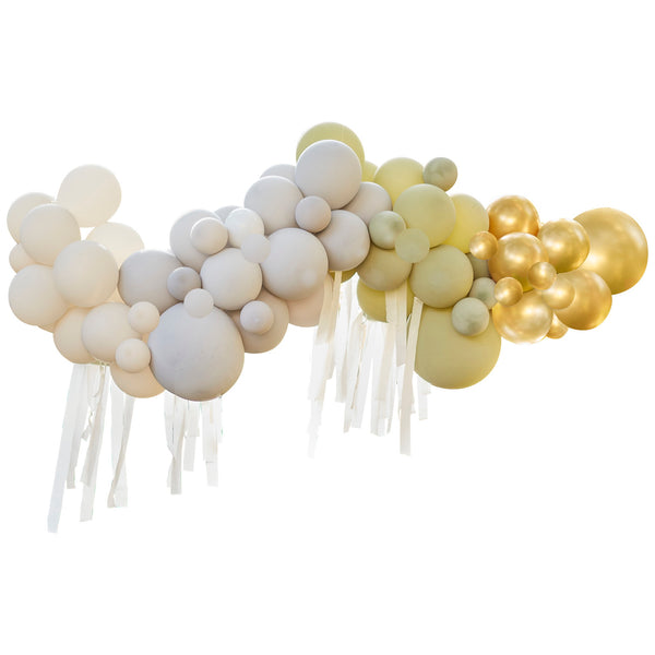 Ginger Ray Green, Cream, Grey & Gold Chrome Balloon Arch Kit