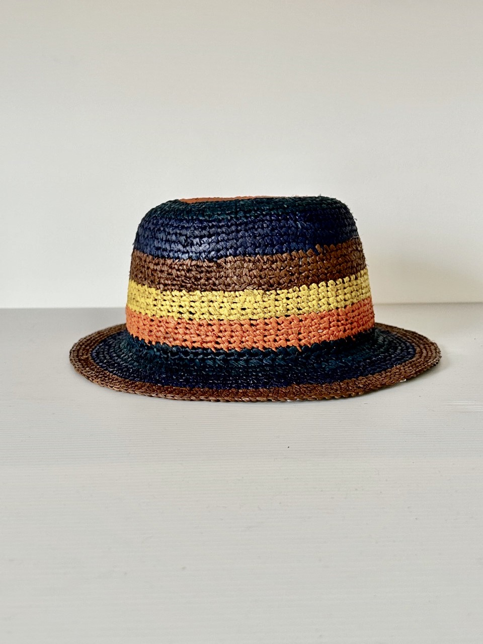 Stripe Crochet Straw Hat Multicolour