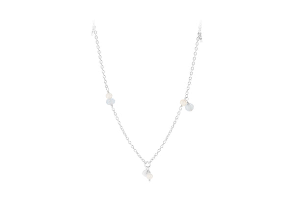 Pernille Corydon Afterglow Sea Necklace In Silver W Freshwater Pearls & Blue Agate