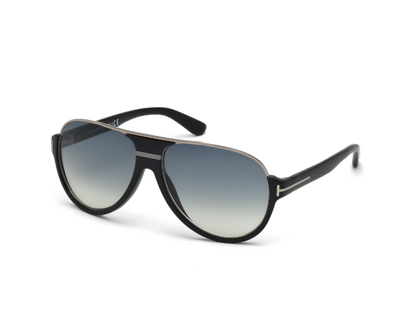 Dimitry Matt Rounded Aviator Sunglasses Black & Silver