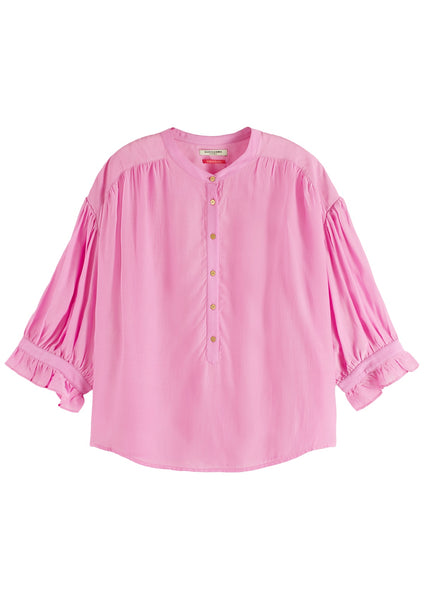 Scotch & Soda Elbow Sleeve Popover Blouse Orchid Pink
