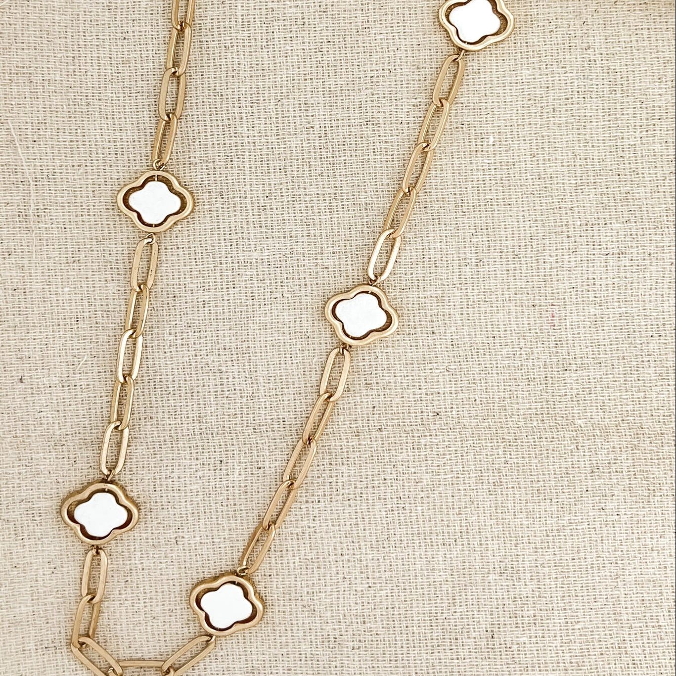 Long Two Tone Clover Necklace