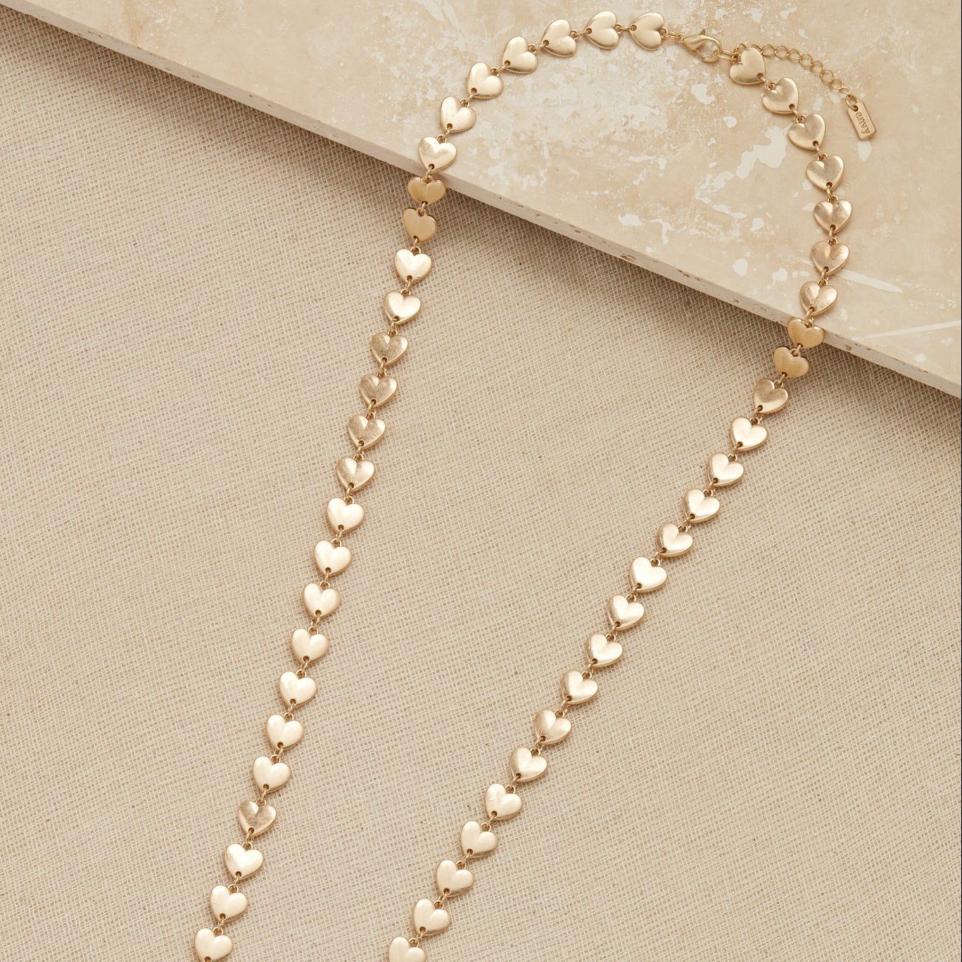 Long Gold Heart Shaped Link Necklace