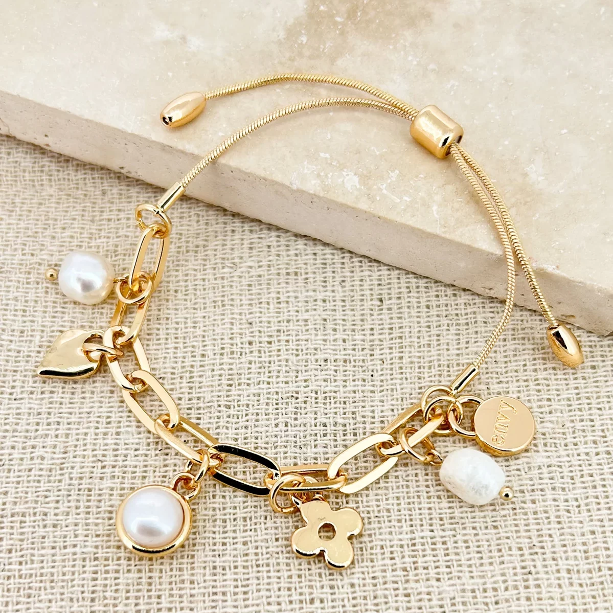 Gold Charm Adjustable Bracelet