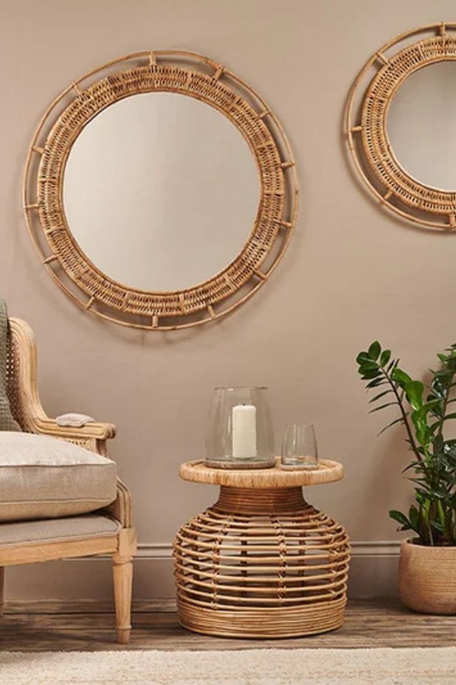 Pamelia Round Cane Mirror