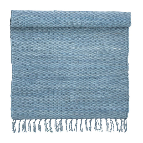 Small Sky Blue Chindi Rug