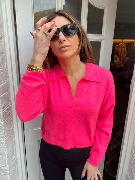 Lightweight Crop Collar - Neon Pink