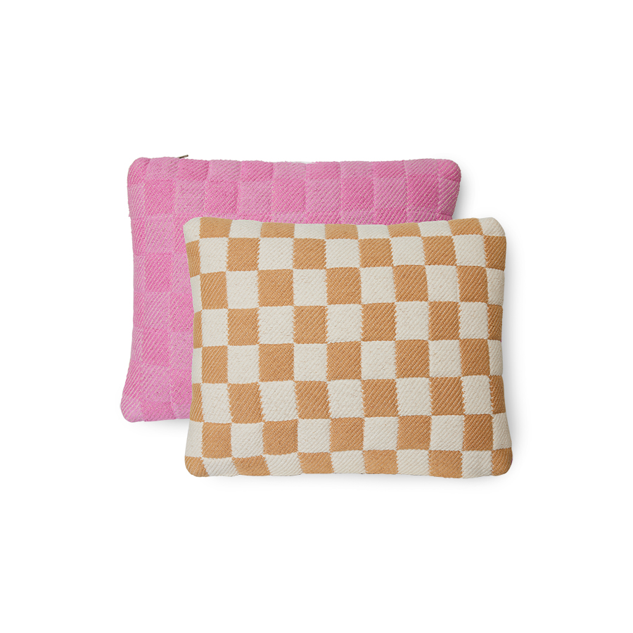 Checkered Grapefruit Cushion