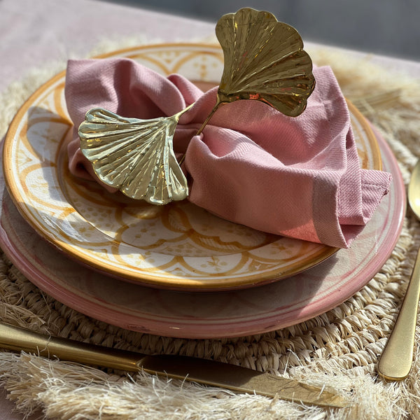 Handmade Gingko Flower Napkin Ring In Brass