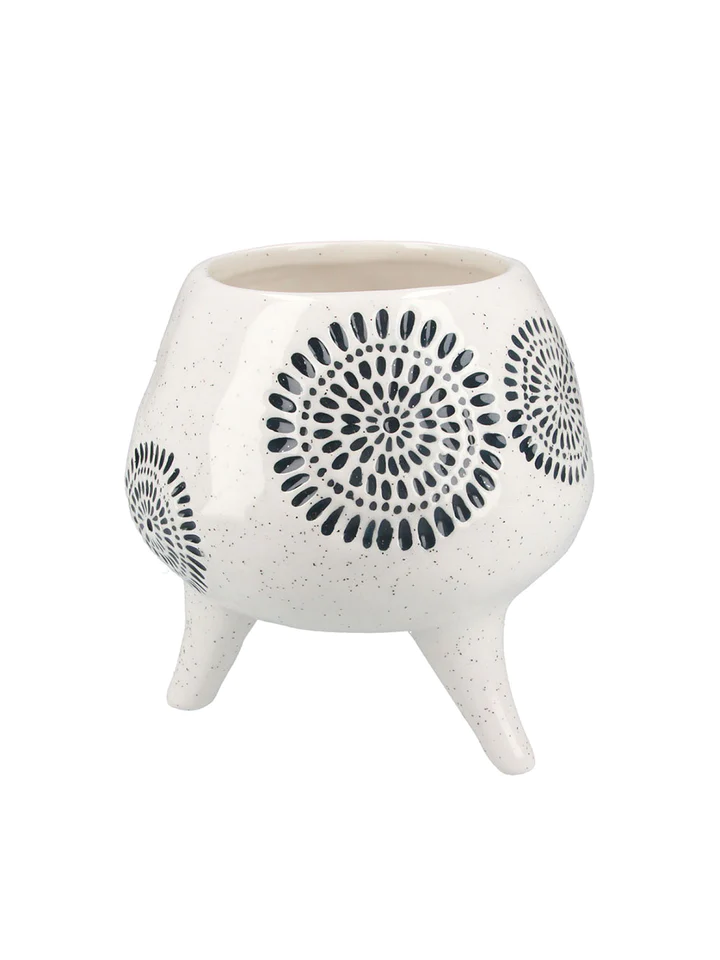 Ceramic Footed Planter in Sunburst Blue