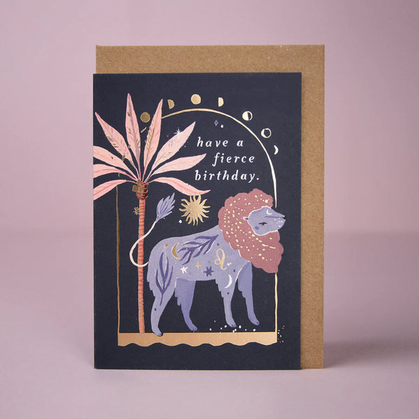 Sister Paper Co Lion Zodiac Birthday Card