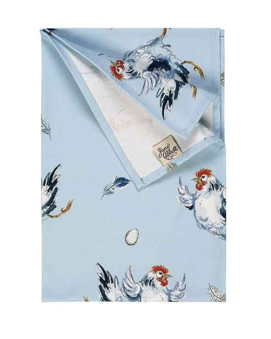 Tea Towel Dancing Hen Blue