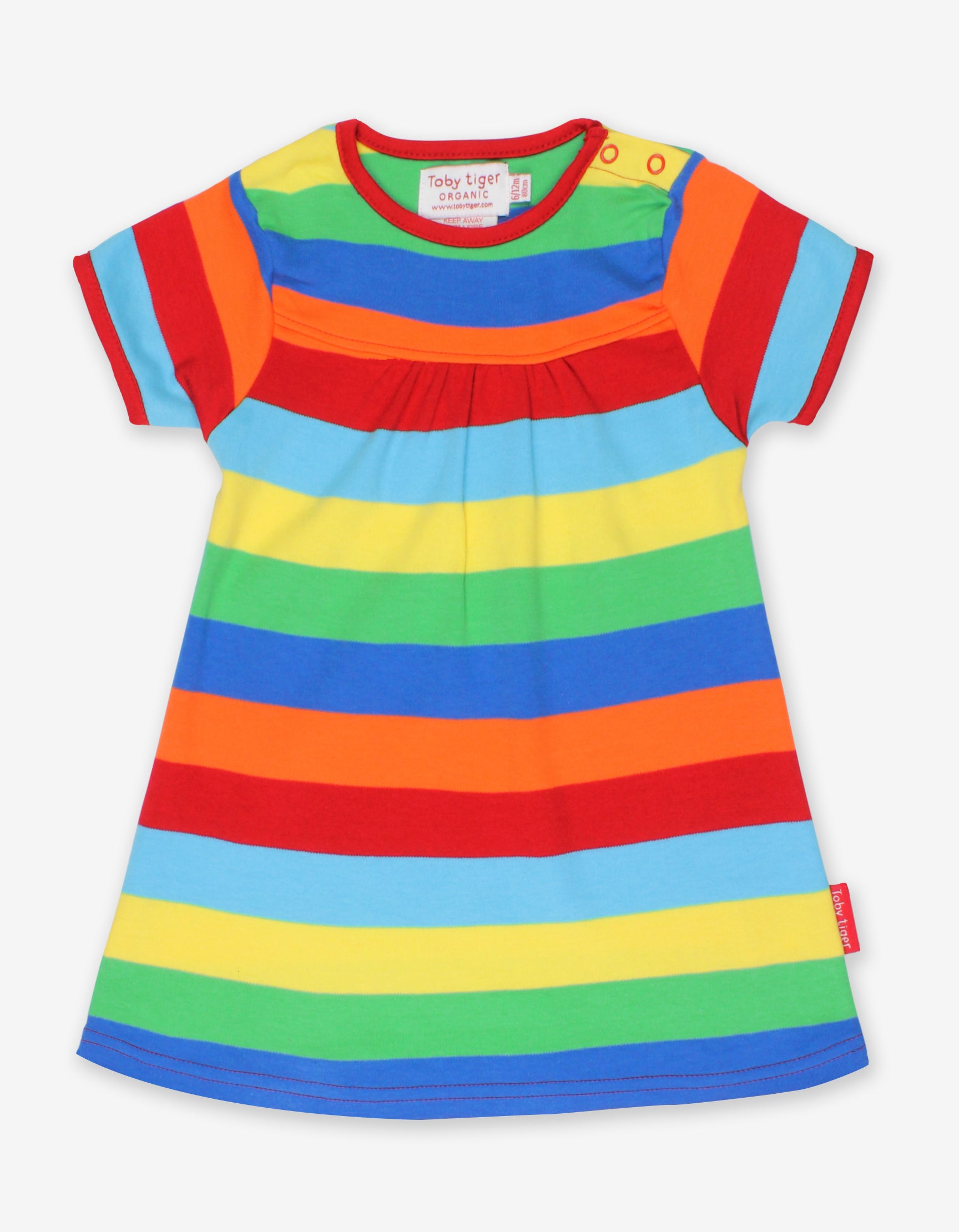 Organic Red Multi Stripe Short Sleeved Dress